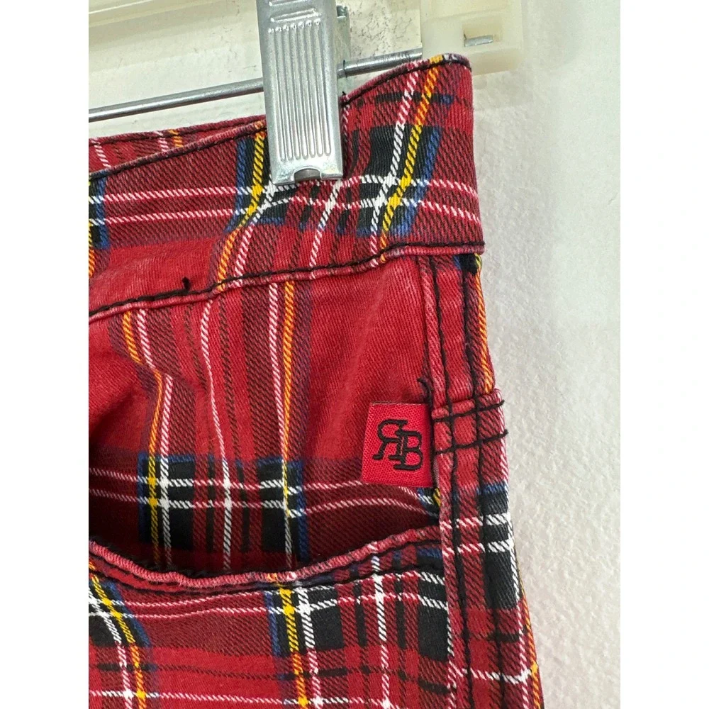 Royal Bones Plaid Pants Juniors Size 3 Red Black Grunge Goth Lace Y2K 90s Skater